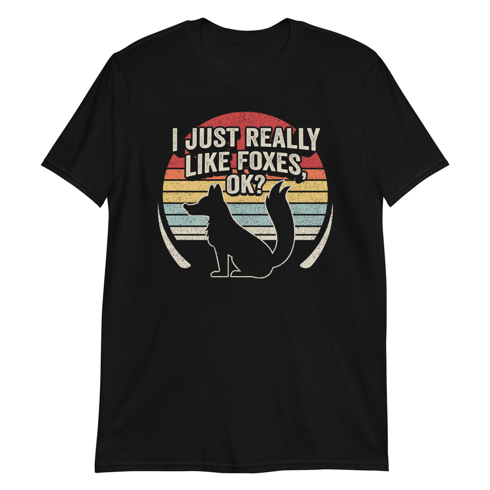 I Just Really Like Foxes, Ok? Funny Fox Vintage Retro T-Shirt