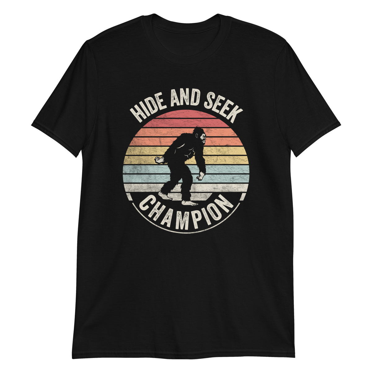 Bigfoot Hide and Seek Champion Funny Bigfoot Retro Vintage T-Shirt