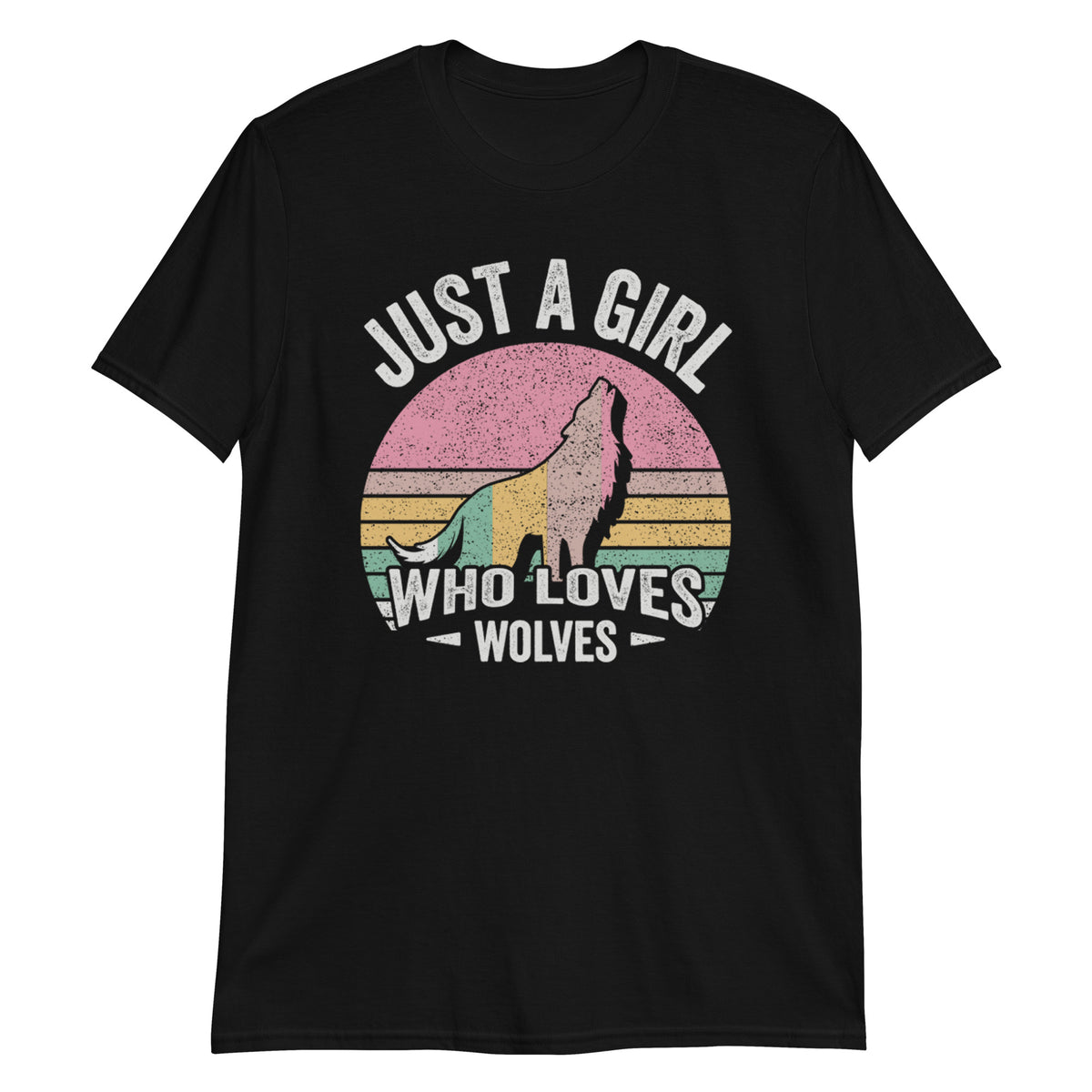 Just A Girl Who Loves Wolves Funny Vintage Retro Unisex T-Shirt