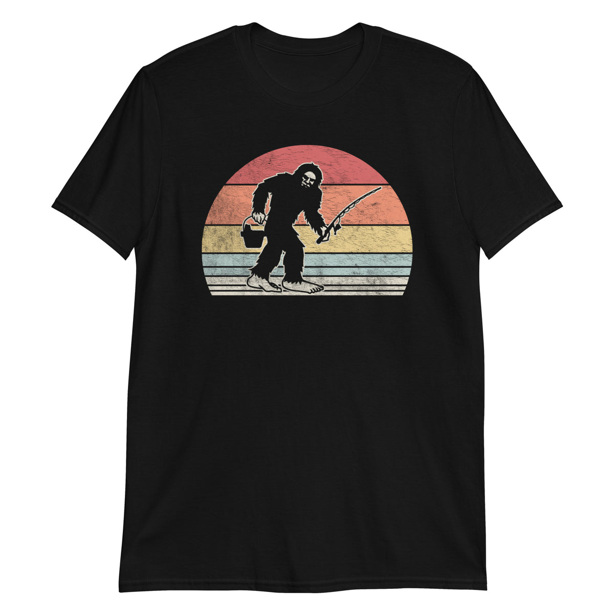 Fishing Time Bigfoot Fishing Retro Vintage Funny T-Shirt