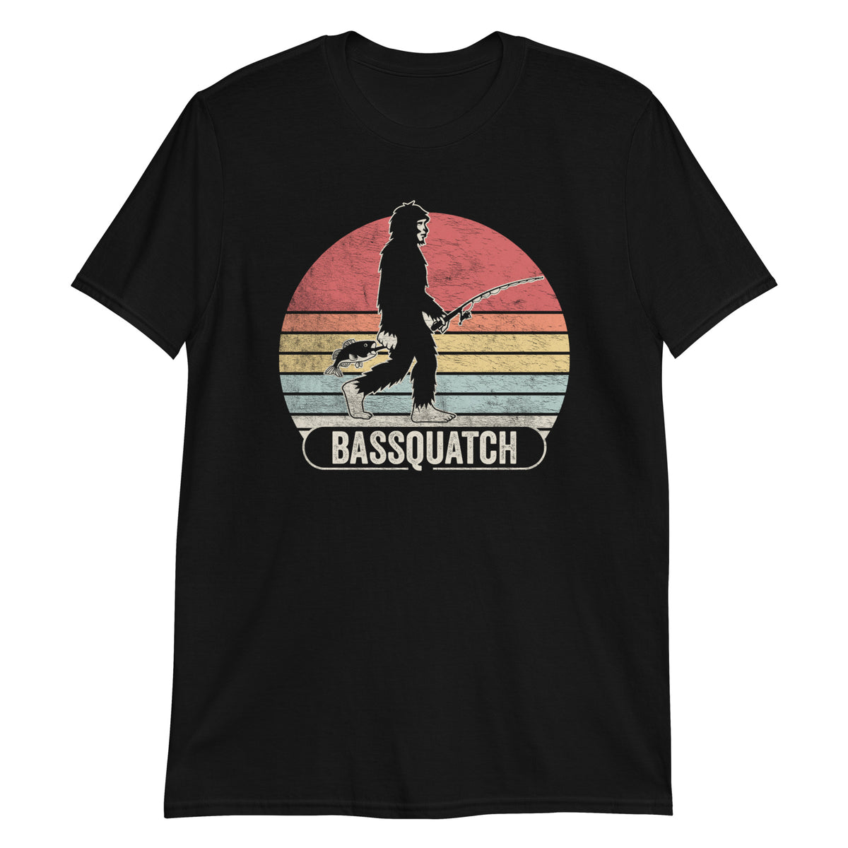 Bassquatch! Bigfoot Bass Fishing Outdoor Retro  Vintage T-Shirt