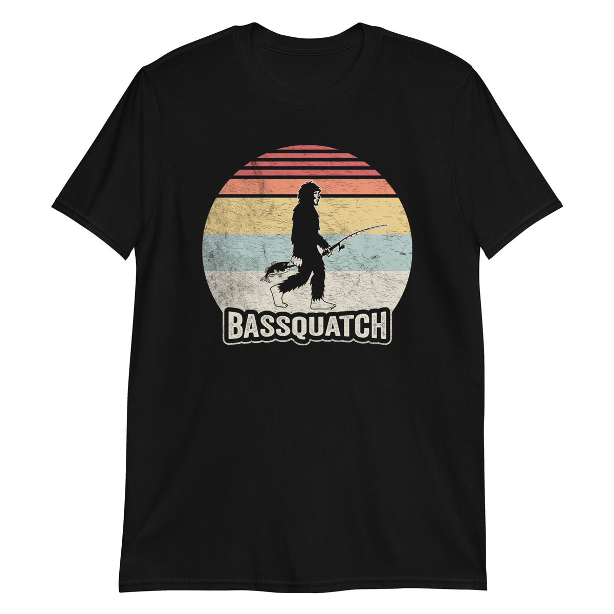 Bassquatch Funny Bigfoot Sasquatch & Bass Fishing Illustration T-Shirt