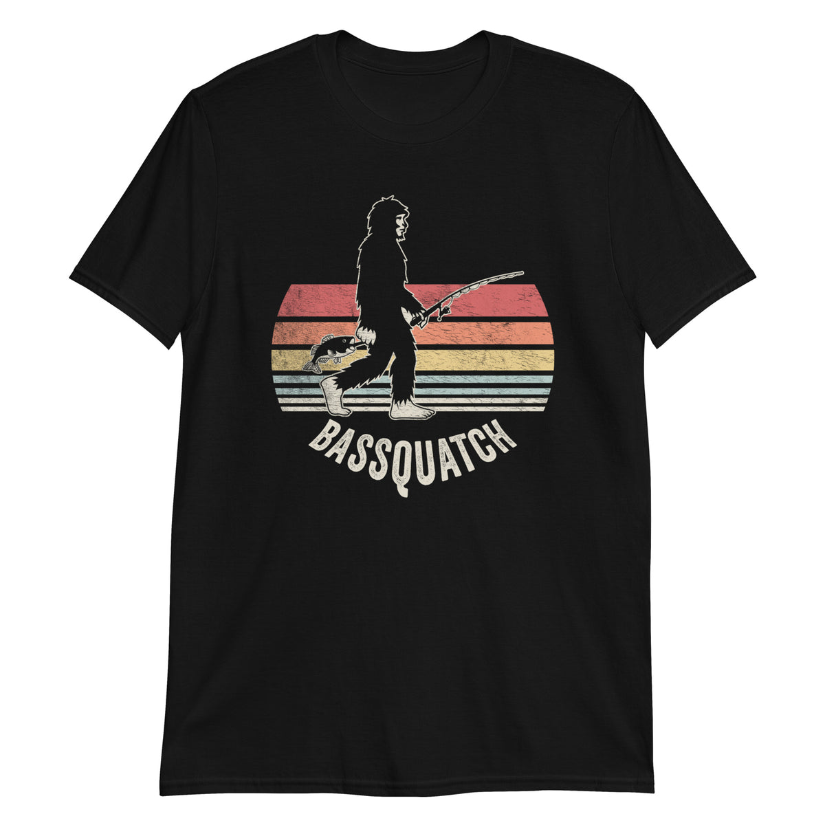 Bassquatch Funny Bigfoot Fishing Outdoor Retro Unisex T-Shirt