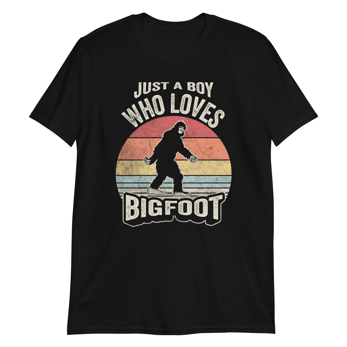 Just A Boy Who Loves Bigfoot With Hearts Funny Sasquatch T-Shirt