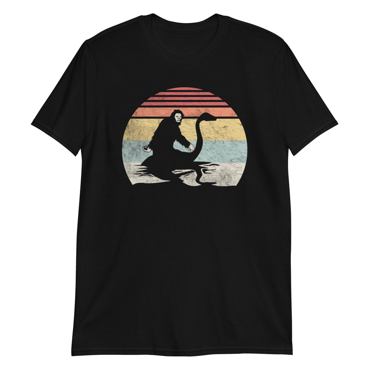 Sasquatch Riding The Loch Ness Monster Funny T-Shirt