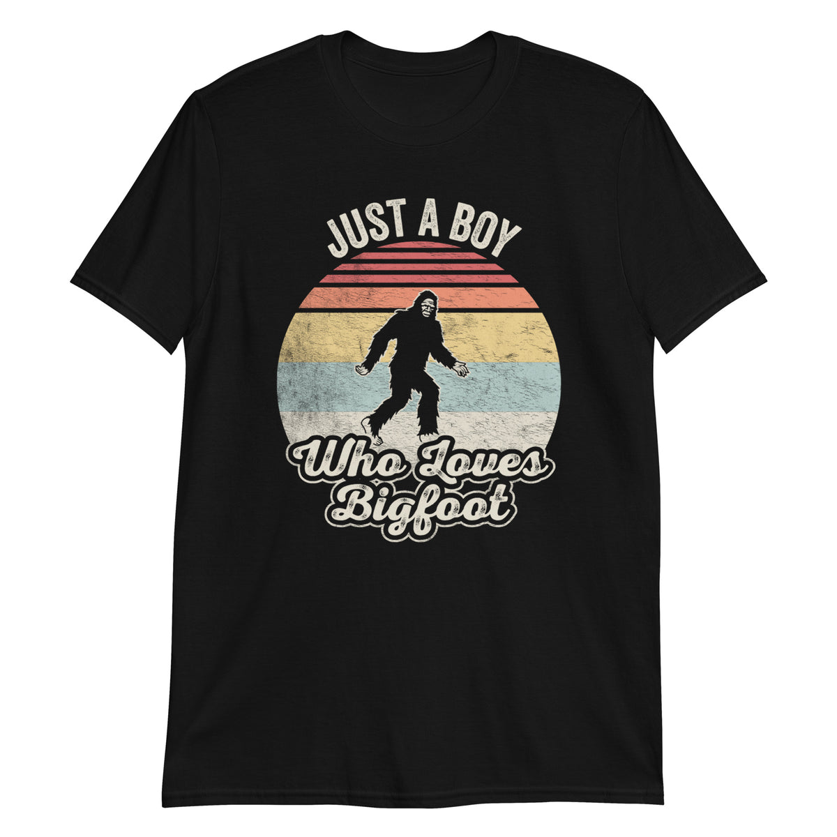 Just A Boy Who Loves Bigfoot gift idea Retro Vintage T-Shirt