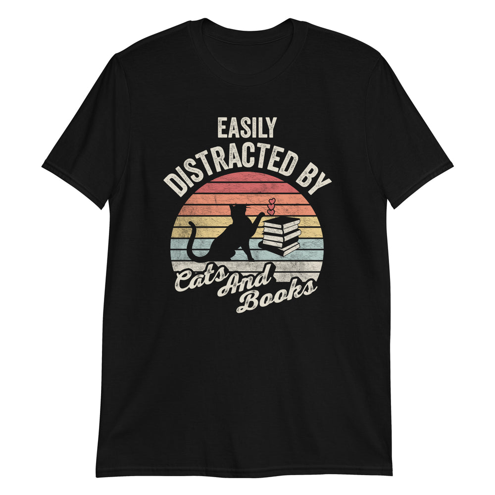 Easily Distracted By Cats & Books T-Shirt