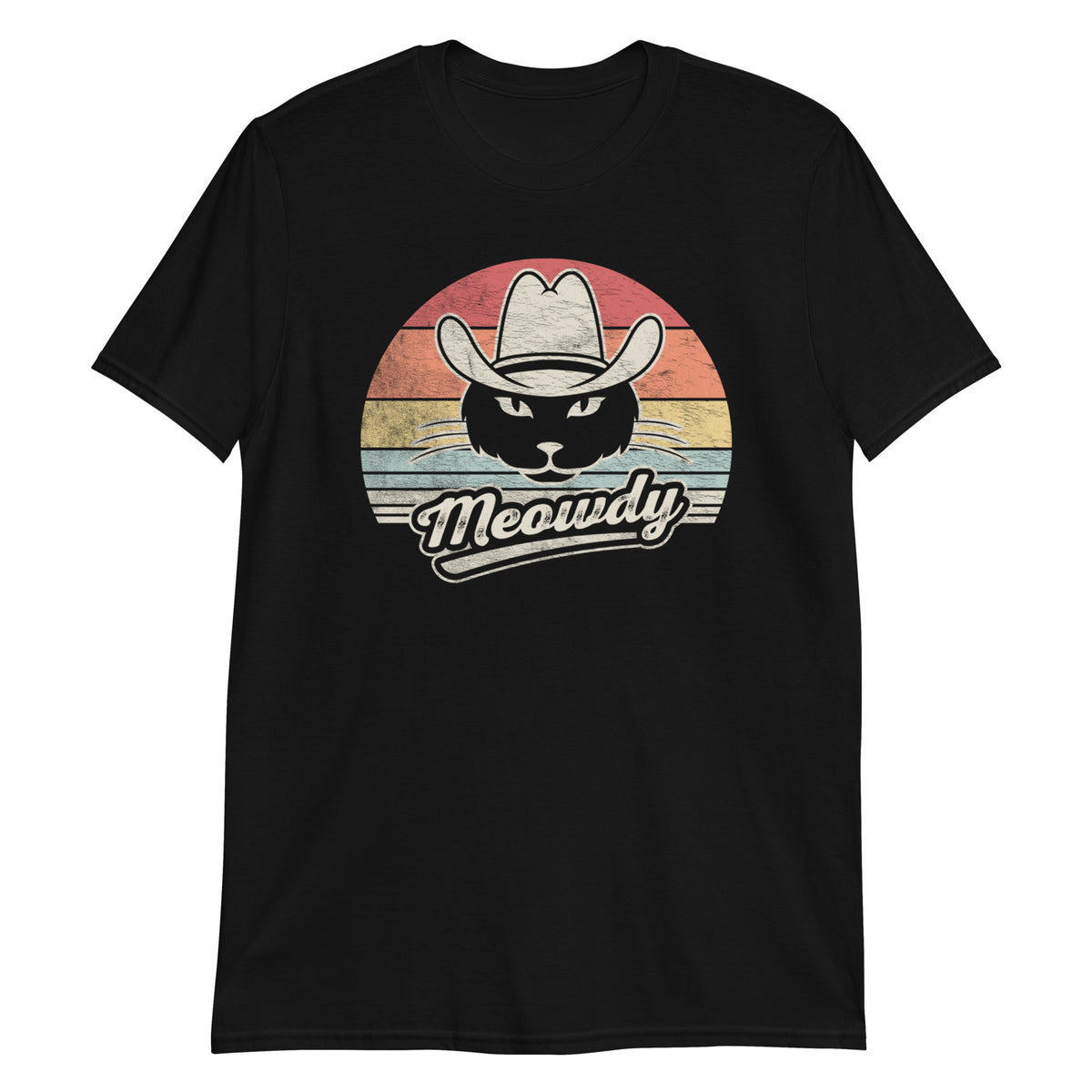 Retro-Inspired Meowdy T-Shirt for Unique Style - 100% Ring-Spun Cotton, Vintage 60s/70s Design