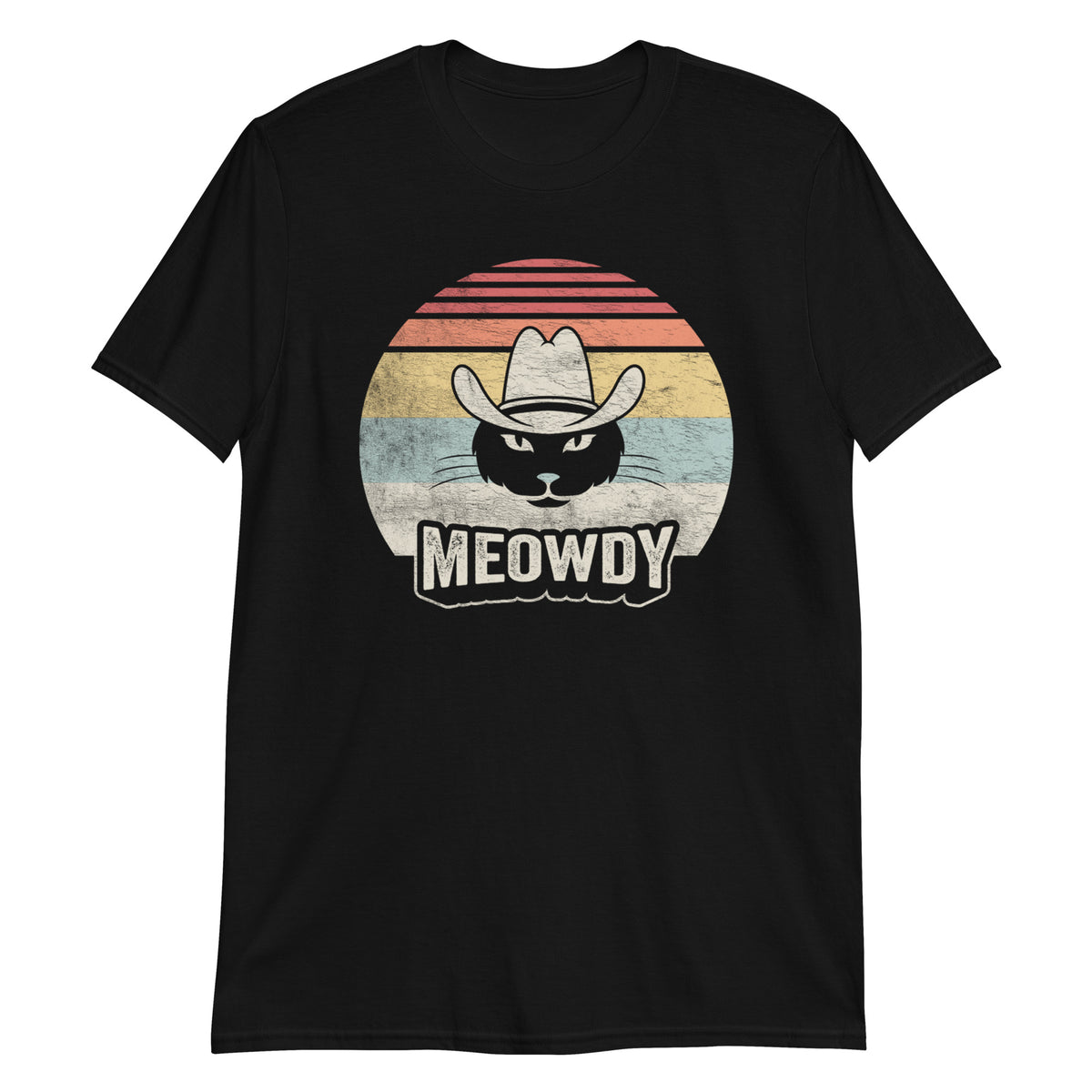 Vintage Meowdy T-Shirt for Cats and Cowboys - 100% Cotton Retro Design, Stylish Fit for All Ages