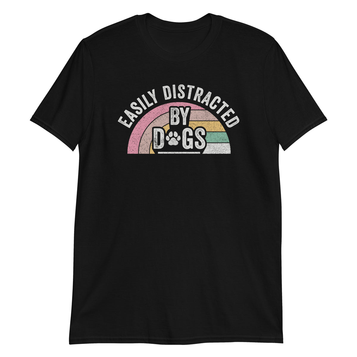 Easily Distracted By Dogs Funny Dog Lover Retro Vintage T-shirt