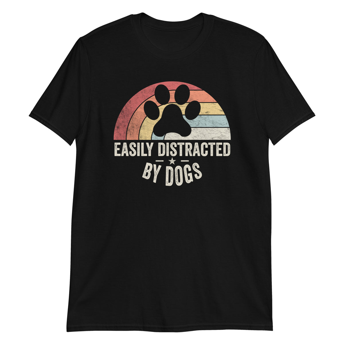 Easily Distracted By Dogs Funny Dog Lover Retro Vintage T-shirt