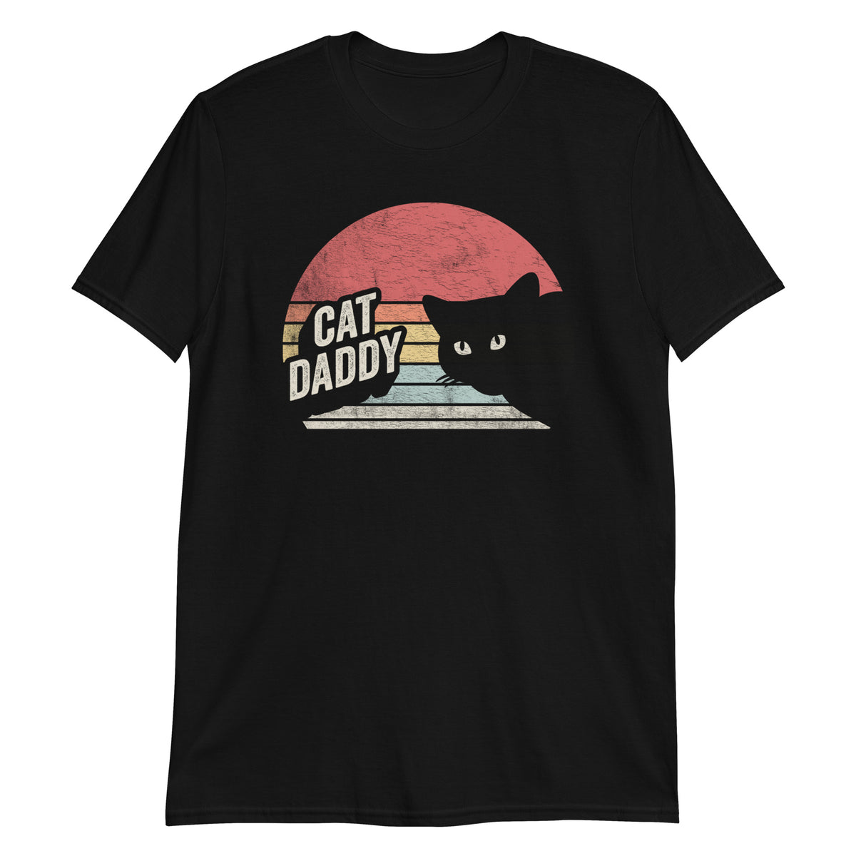 Cat Daddy Sunset Retro Vintage Funny T-Shirt