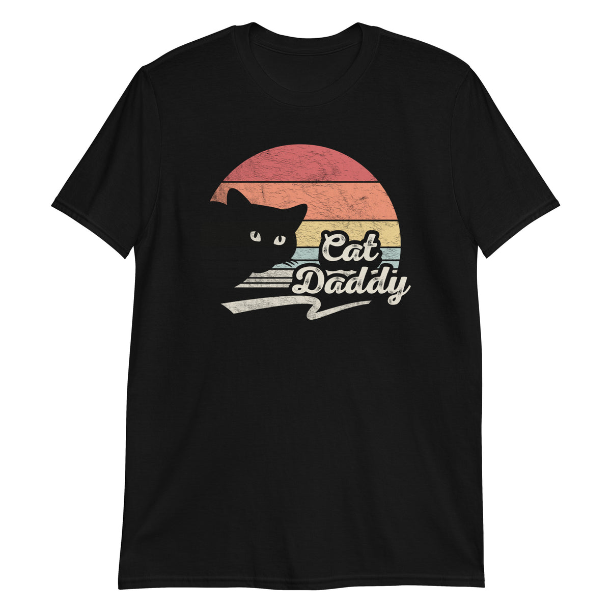 Cat Daddy Sunset Retro Vintage Funny T-Shirt