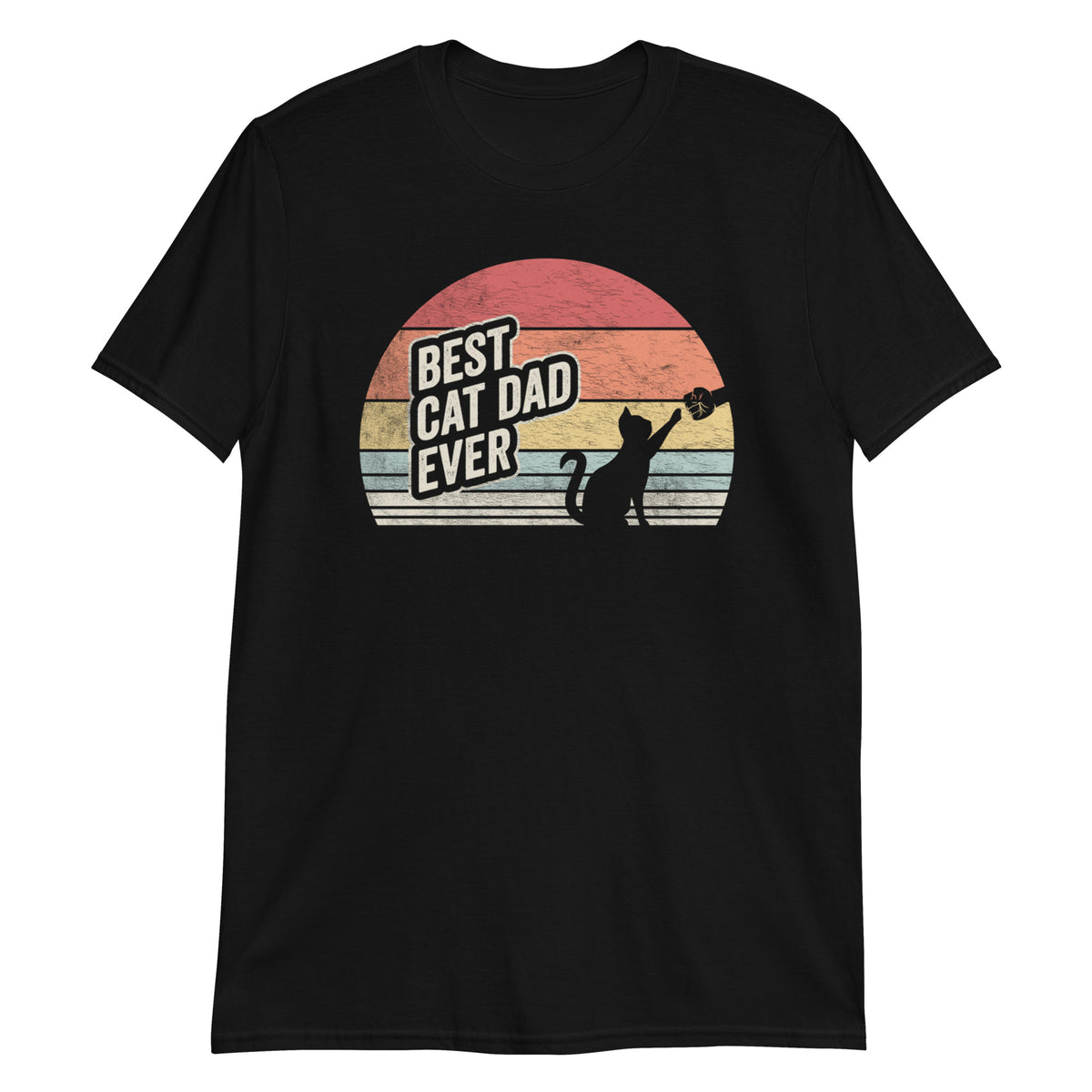 Best Cat Dad Ever Sunset Retro Vintage Funny T-Shirt