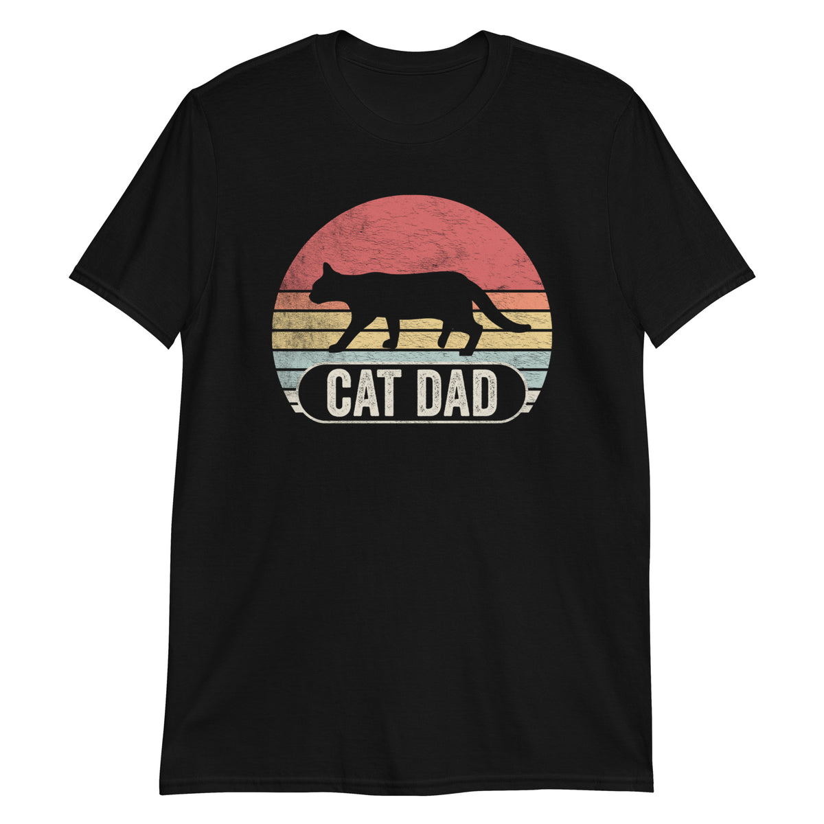 Cat Dad Sunset Retro Vintage Funny T-Shirt