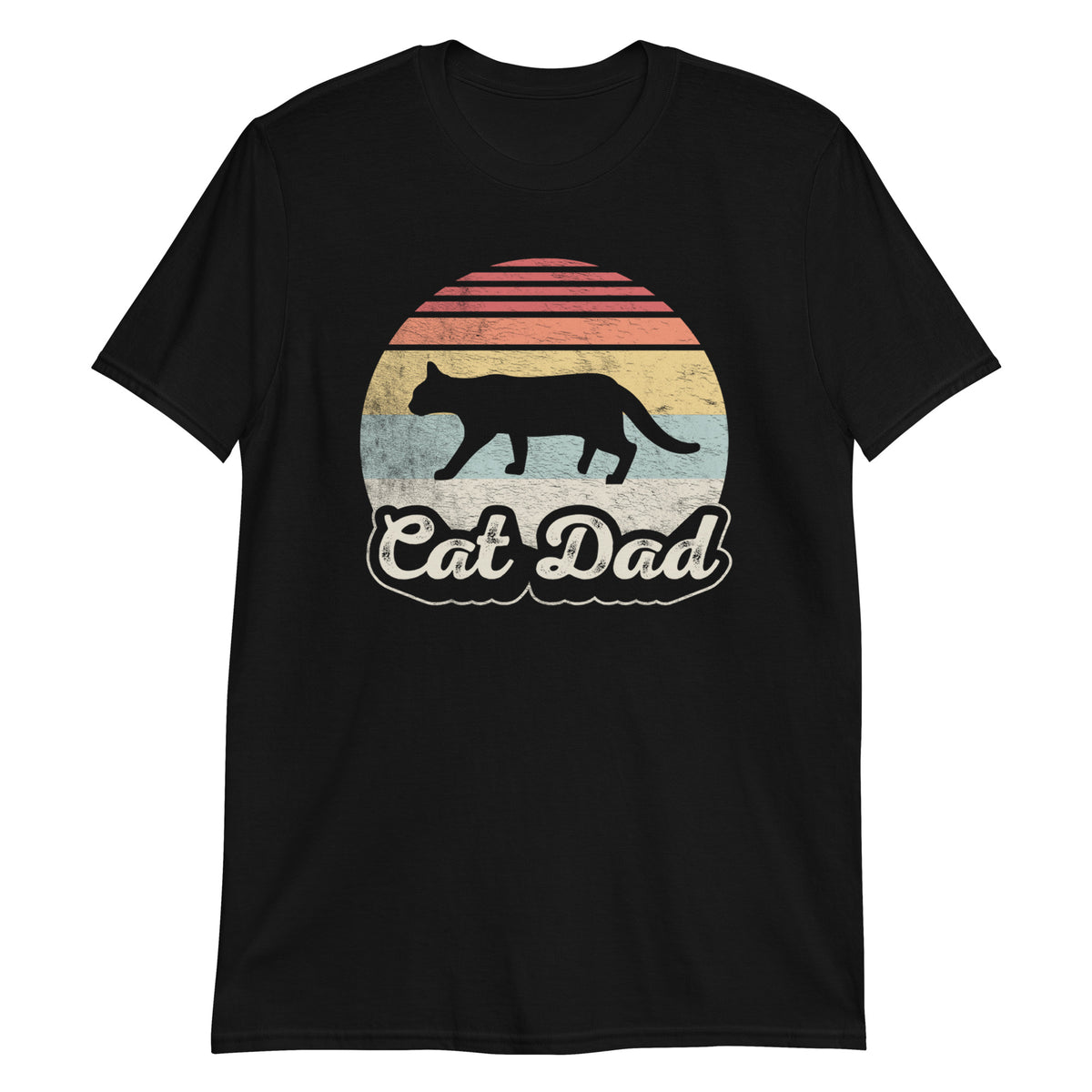 Cat Dad Sunset Retro Vintage Funny T-Shirt