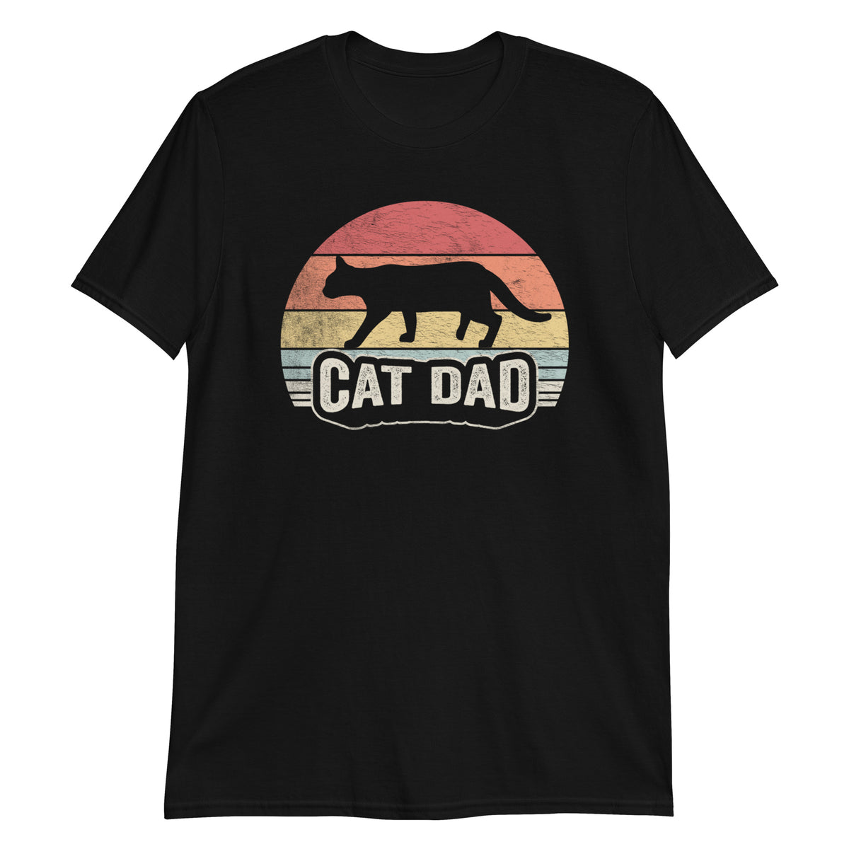 Cat Dad Sunset Retro Vintage Funny T-Shirt