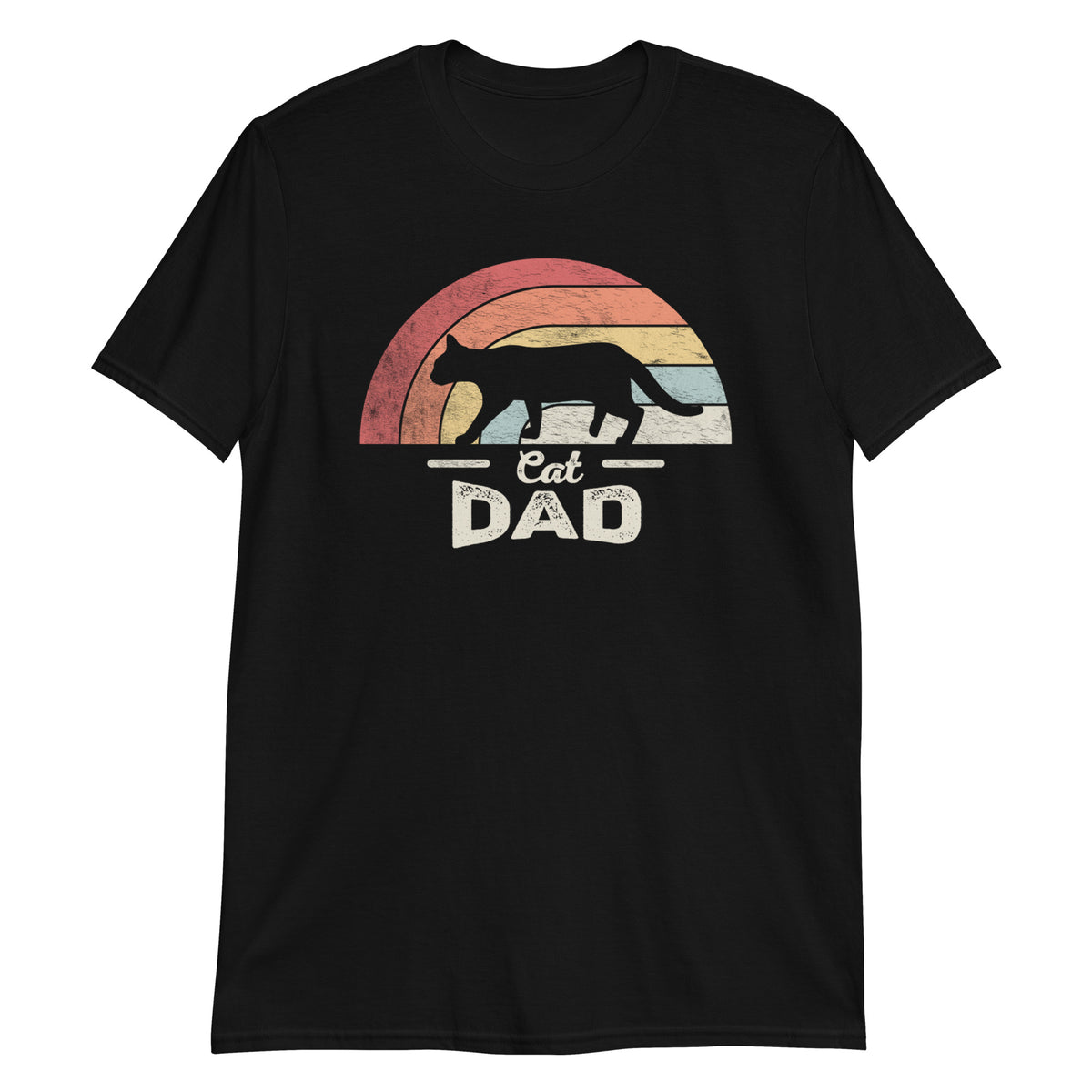 Cat Dad Sunset Retro Vintage Funny T-Shirt