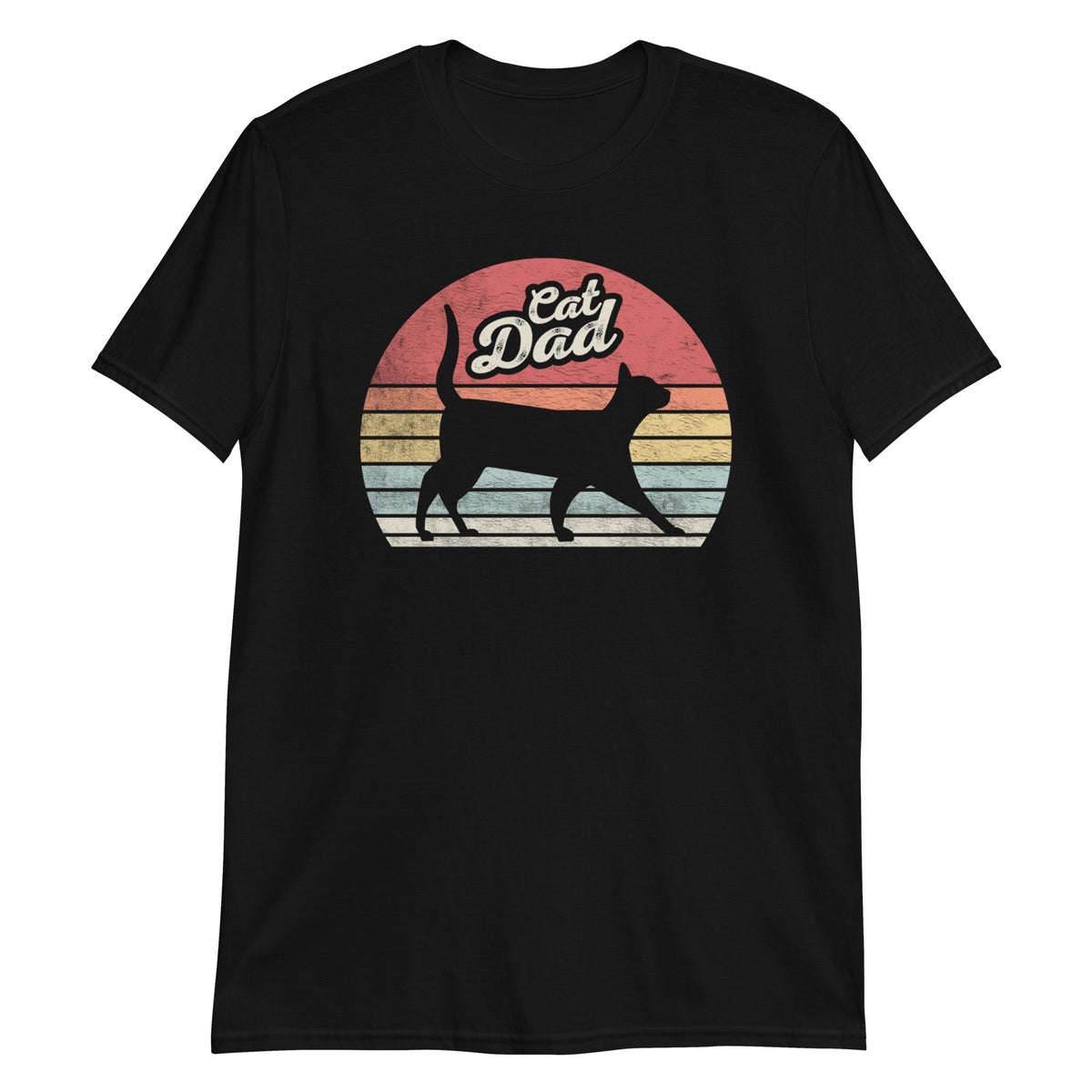 Cat Dad Sunset Retro Vintage Funny T-Shirt