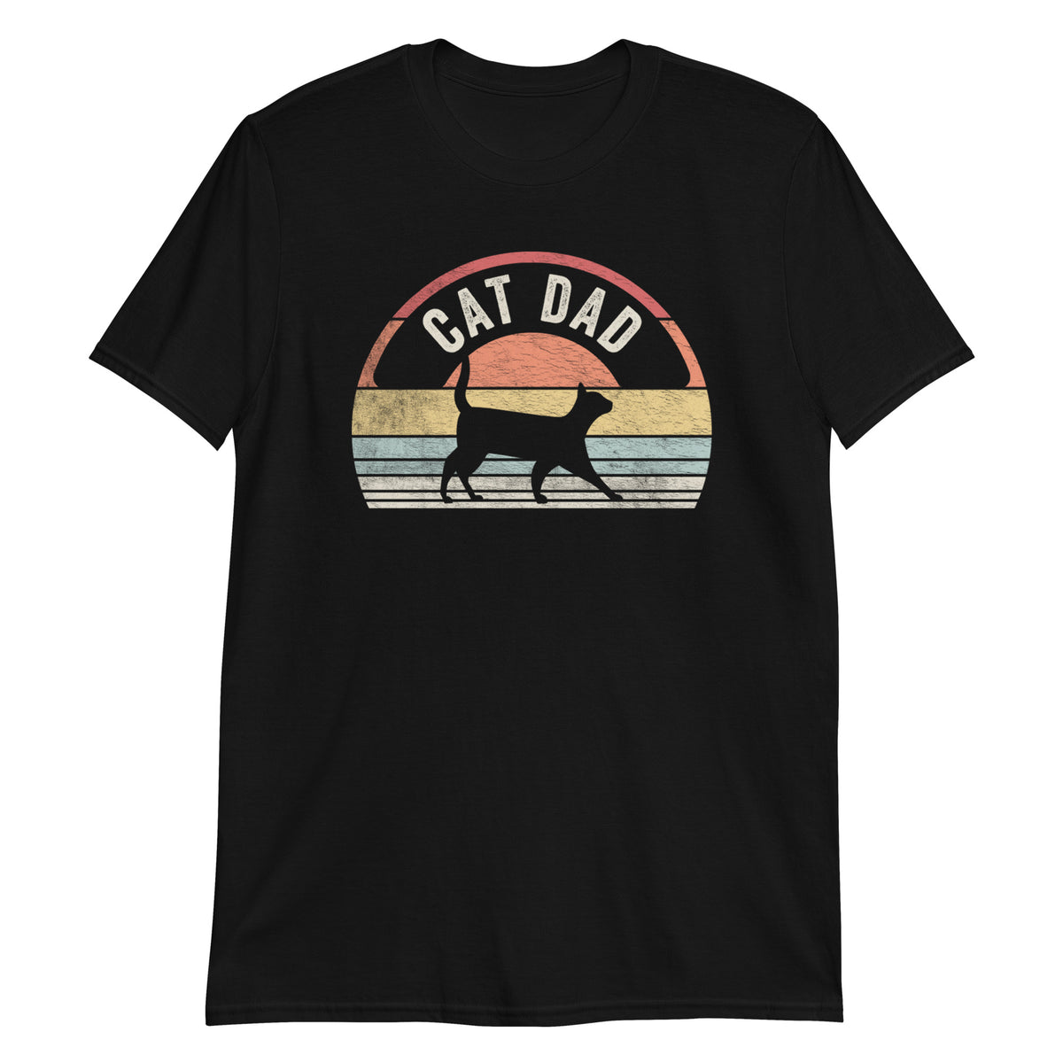 Cat Dad Sunset Retro Vintage Funny T-Shirt