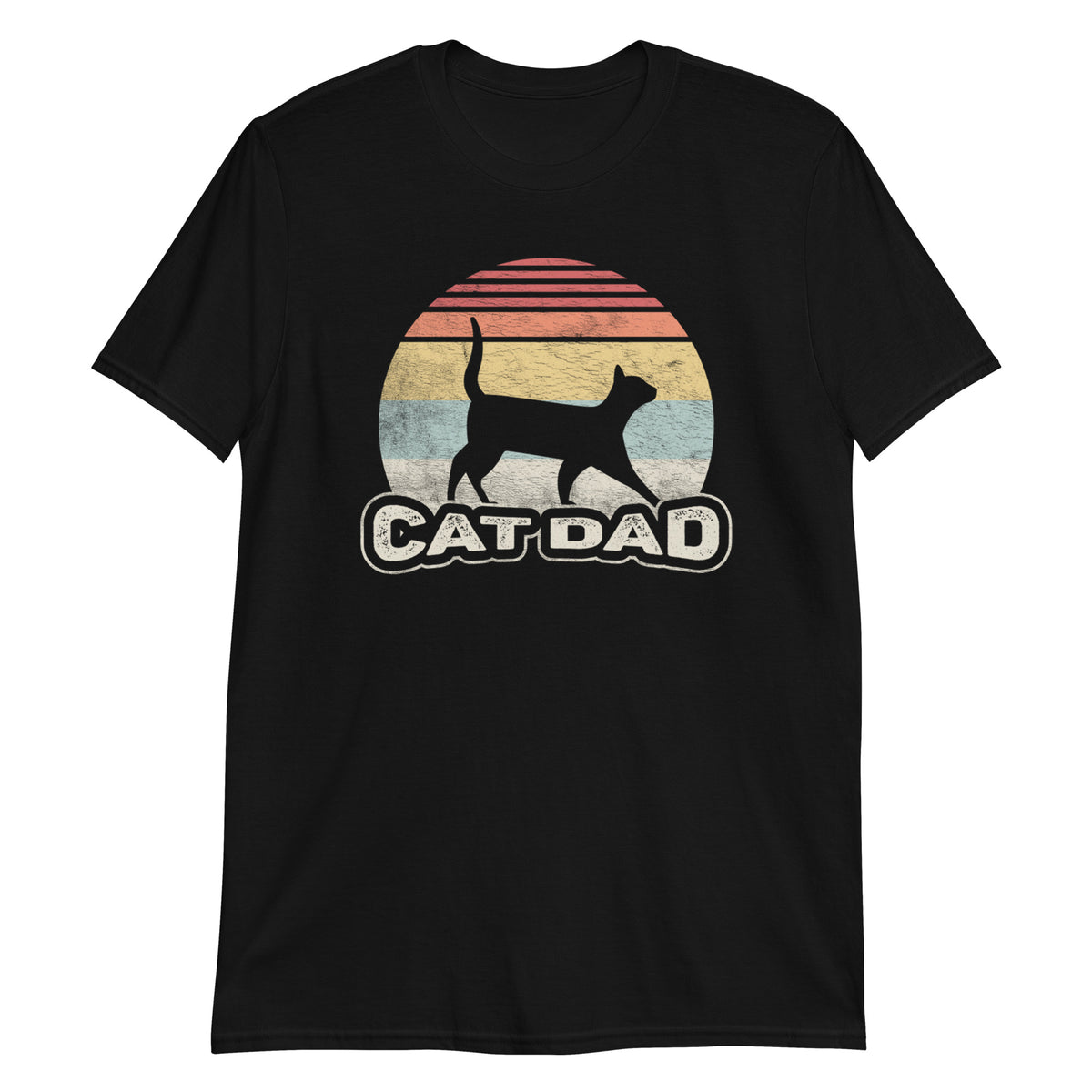 Cat Dad Sunset Retro Vintage Funny T-Shirt