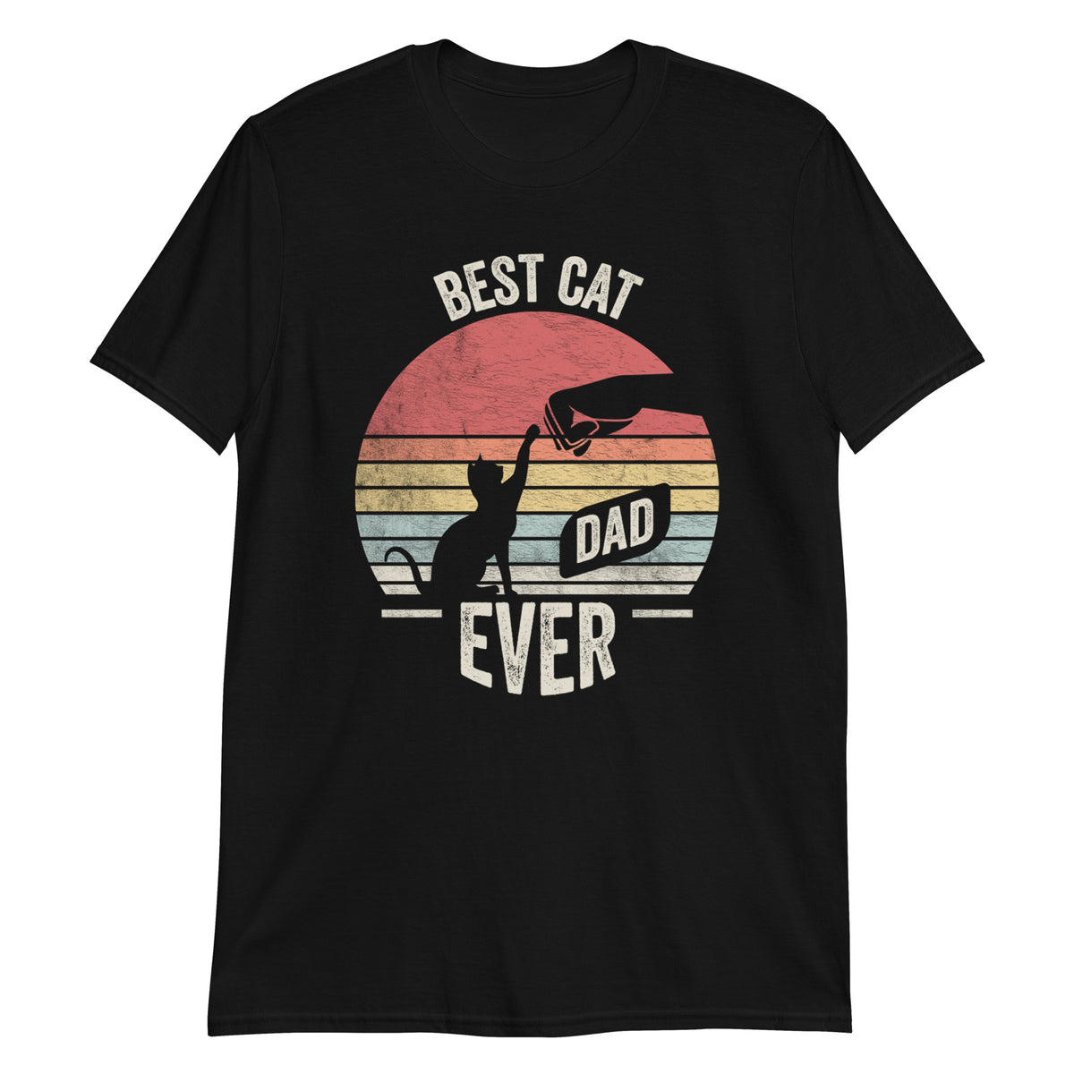 Best Cat Dad Ever Sunset Retro Vintage Funny T-Shirt