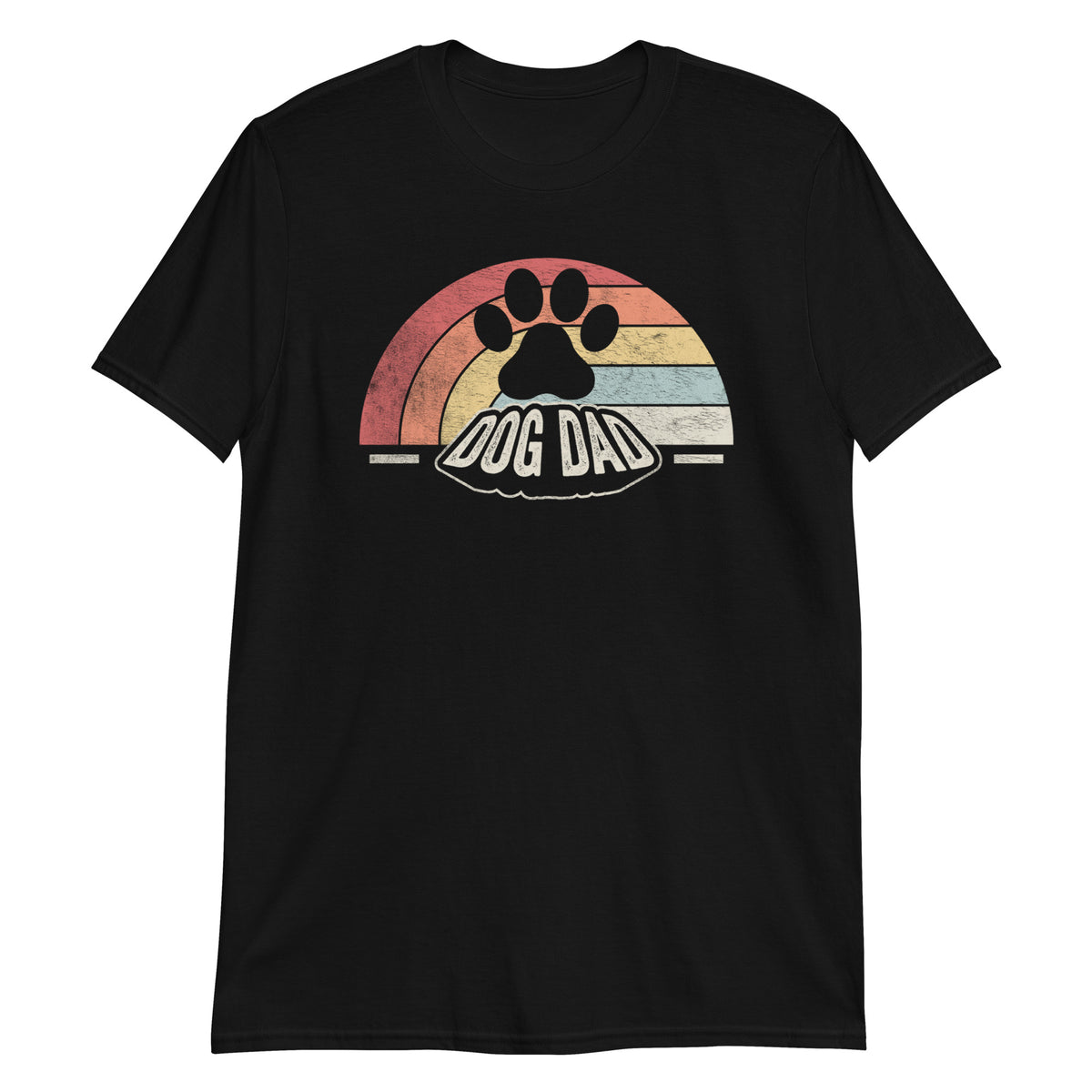 Dog Dad Paw Sunset Retro Vintage Funny T-Shirt