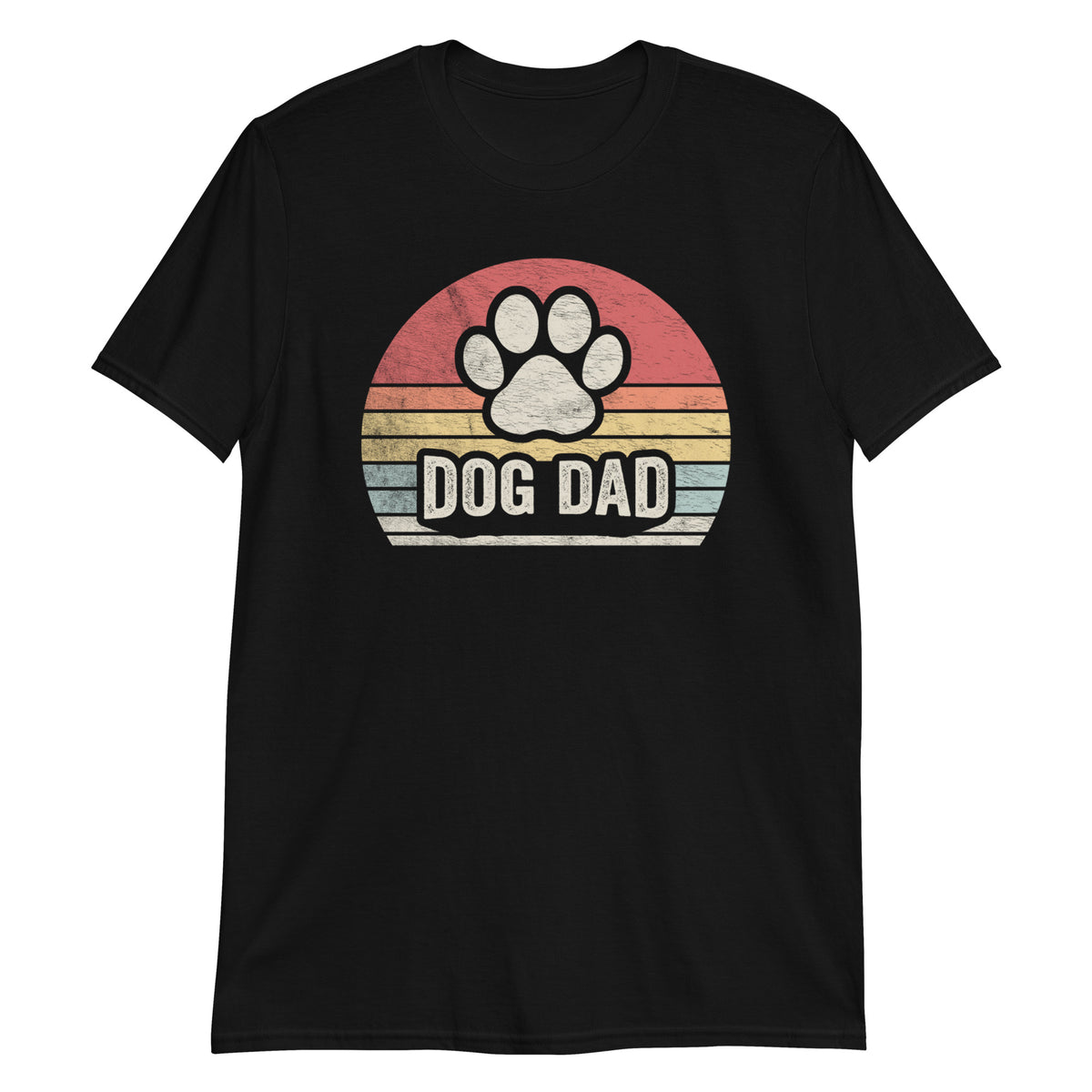 Dog Dad Paw Sunset Retro Vintage Funny T-Shirt