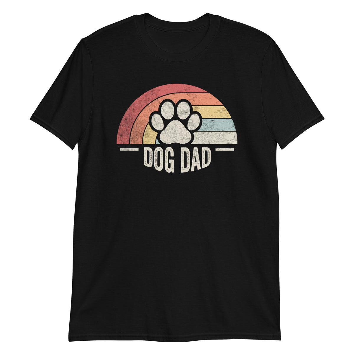 Dog Dad Paw Sunset Retro Vintage Funny T-Shirt