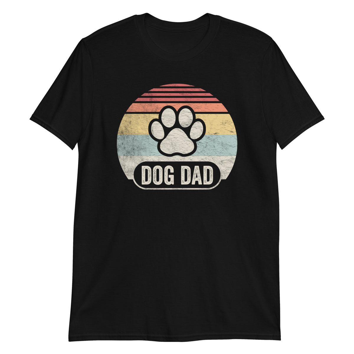 Dog Dad Paw Sunset Retro Vintage Funny T-Shirt