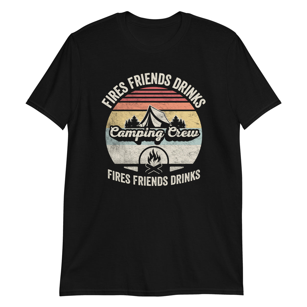 Fires Friends Drinks Camping Crew T-Shirt