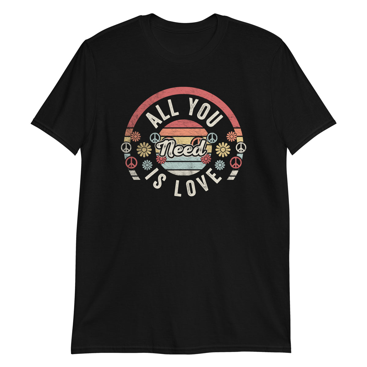 All You Need is Love Retro Style Vintage Peace Love T-Shirt