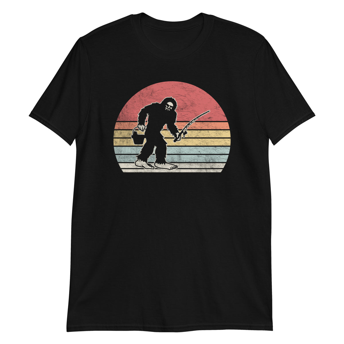 Fishing Time Bigfoot Fishing Retro Vintage Funny T-Shirt