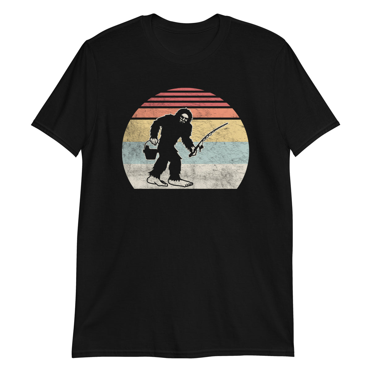 Fishing Time Bigfoot Fishing Retro Vintage Funny T-Shirt