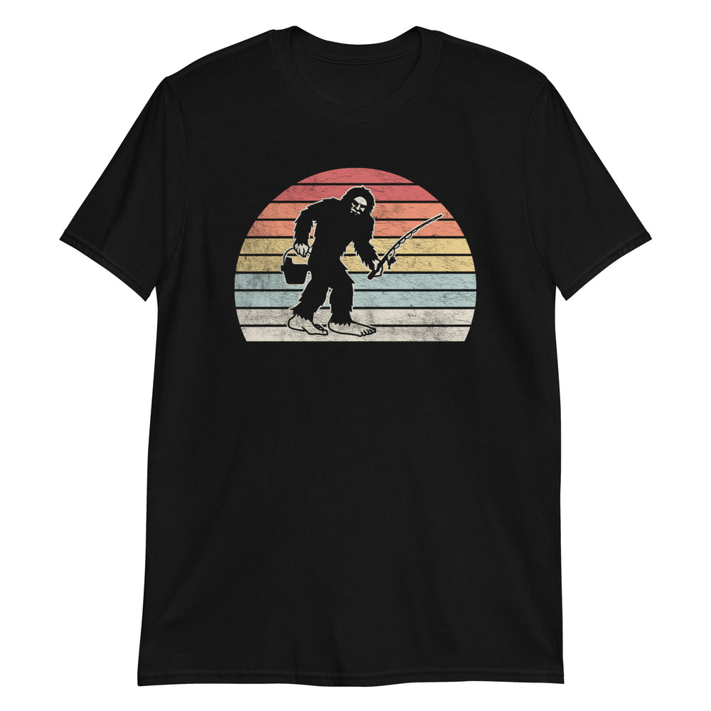 Fishing Time Bigfoot Fishing Retro Vintage Funny T-Shirt